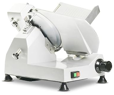 Gasfrit – Affilacoltelli elettrici professionali da 300 mm, taglierina per prosciutto, 250 W, alluminio e acciaio inossidabile, affilatrice integrata, spessore regolabile 0-18 mm, uso professionale