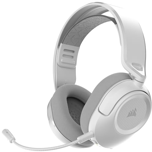 Corsair HS35 v3 Casque de Jeu sans Fil avec Micro – Blanc | 2,4 GHz et Bluetooth (PC/PS5/PS4/Switch/Mac/Mobile), Confort tout en Légèreté, Dolby Atmos