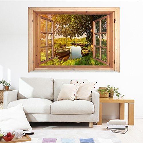 decomonkey | Optische Täuschung | Weitblick Fensterblick 3D Wandillusion ca 70x50 cm Wandbild Fototapete Tapete Poster XXL Vlies Leinwand Bilder Dekoration TOC0027aS