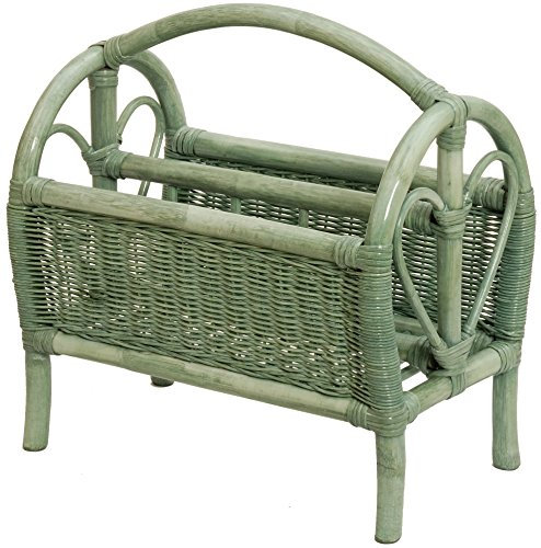 Korb-Outlet Zeitungsständer/Magazinsammler aus Natur-Rattan in der Farbe Grün (Hell)