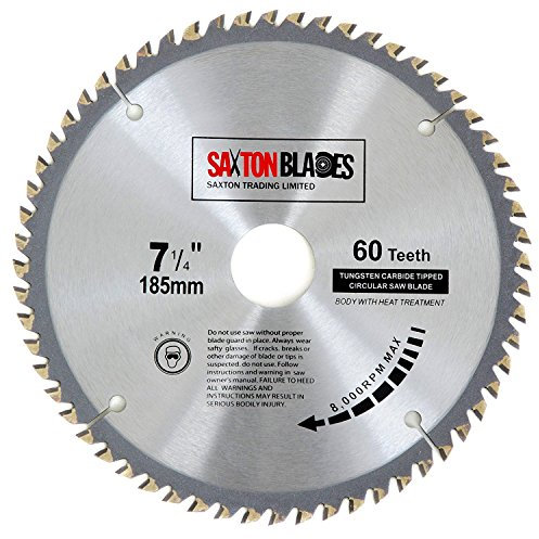 Saxton TCT Lame de scie à bois circulaire 185 mm x 60 dents pour scie Evolution Rage – Bague de réduction de 25,4 mm incluse