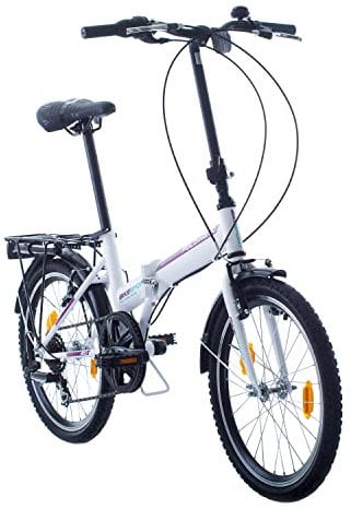 BIKE SPORT LIVE ACTIVE Klapprad Faltrad Fahrrad Bikesport Folding 20 Zoll 6 Gang (Weiß glänzend rot)