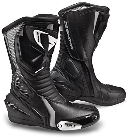 SHIMA RWX-6 Women, Stivali Moto Donna | Rinforzate Stivali Moto Donna in Pelle, Supporto alla Caviglia, Suola Antiscivolo, Impugnatura del Cambio (Nero, 36)