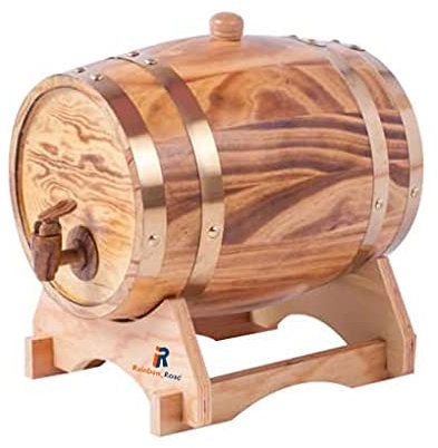 Distributeur de whisky 3 L en bois de chêne pour le stockage de votre bière, spiritueux, whisky, rhum, bourbon, tequila, liqueur (jaune clair)
