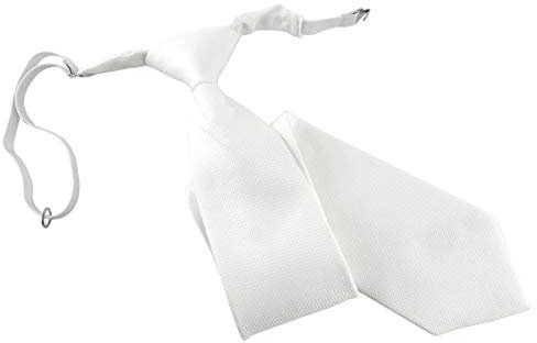 TigerTie Designer Security Sicherheits Krawatte Pique in weiss uni gemustert - vorgebunden mit Gummizug in weiß