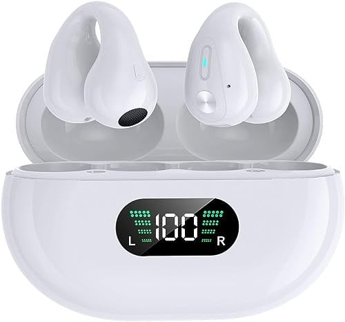 Bluetooth Kopfhörer,On Ear Kopfhörer Kabellos Bluetooth 5.3 HiFi Premium Sound,Luftleitung Knochenschall Sportkopfhörer Clip On Ohrhörer Earbuds für Sport Bequemer Sitz,für iPhone/Huawei/Samsung