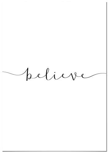 Panorama Poster Believe 50x70cm - Gedruckt auf 250g-Papier - Papierplakat Sprüche - Papierplakat Schwarz
