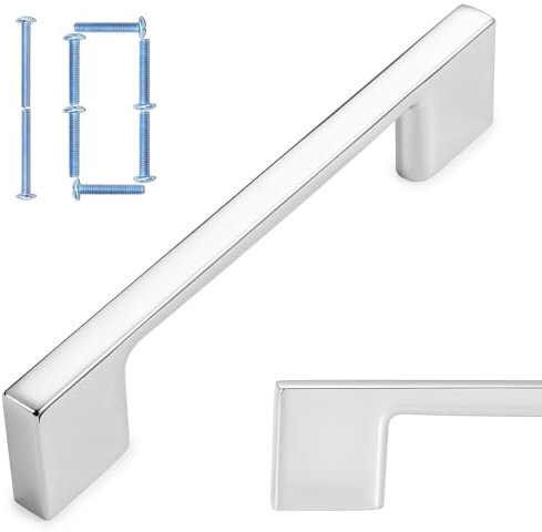 KOOFIZO Schubladengriffe P01, poliertes Chrom, 7,6–1,9 cm, 10 Stück