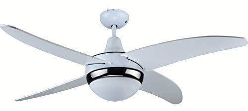 DCG WeGeek, ventilatore da soffitto con telecomando, 4 pale, 1 luce, diametro 120cm e 3 velocità 180/120/80 RPM.
