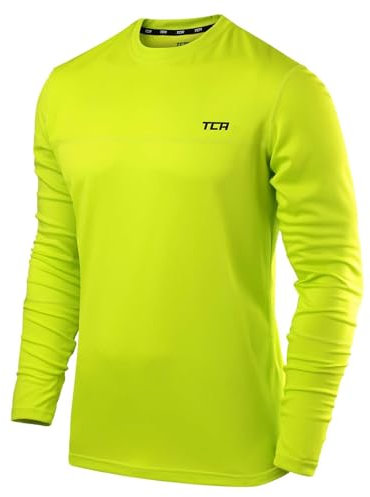 TCA Element Sport Langarmshirt Herren - Funktionsshirt mit Rundhalsausschnitt - Laufshirt Running Shirt atmungsaktiv - Langarm Sportshirt - Sport Oberteil - Licht Grün, S