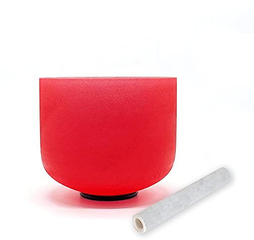 TAIFENG C Note Root Chakra Red Colored Quartz Frosted Crystal Singing Bowl 8 inch