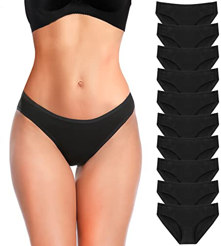 YADIFEN Womens Underwear Women's Cotton Knickers Multipack Low Rise Waisted Stretchy Breathable Panties Full Bikini Briefs Ladies Black Knickers for Women Multipacks Hipster Pants 10PACK 2XL