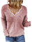 BAINA Damen Pullover Sexy V-Ausschnitt Causal Strickpullover Elegant Einfarbig Basic Sweatshirts Gemütlich Winter Lose Langarm Pulli Oversize (L, Rosa)