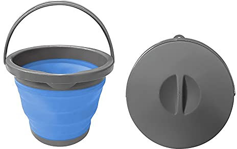 APT Cubo plegable redondo | plegable | 5 litros | cubo de agua | con tapa | cubo de fregadero