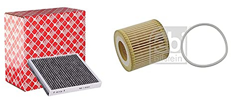 febi bilstein 19592 Aktivkohlefilter/Innenraumfilter, 1 Stück & 23468 Ölfilter mit Dichtring, 1 Stück