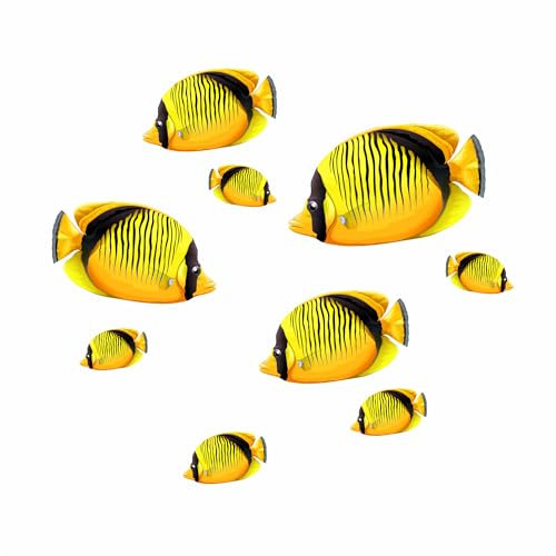 Tropical Fish Stickers [Waterproof] Photographic Quality Decals, Fish Tank Decor Graphics DIY Peel & Stick Perfect for Bathroom, Cars Home Projects. Aquatic Gift Idea (Yellow)