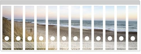 Wallario Ordnerrücken Sticker Strandspaziergang im Urlaub an der Ostsee - Rückenschilder für 12 breite Ordner, Klebeetiketten