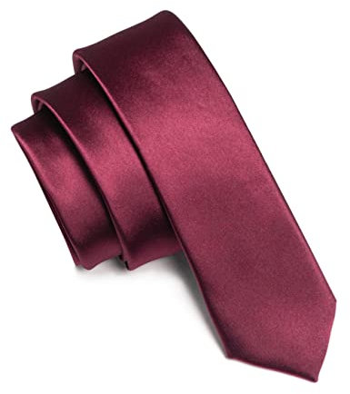 JEMYGINS Krawatte Herren Schmale 5CM Satin kastanienbraun in Seide Hochzeit Schlips
