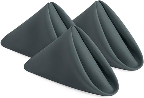 Utopia Home Anthrazitgraue Stoffservietten (12 Stück, 45,7 x 45,7 cm), ideale Dinner-Servietten für Party, Hochzeit und Mittagessen/Abendessen
