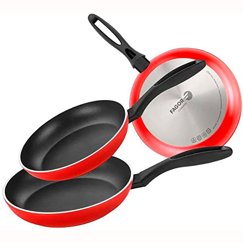 Fagor Maxima Set Juego Sartenes Inducción 20-24-28 cm, Aluminio Forjado, Espesor 4 mm, Antiadherente Ecológico XYLAN PLUS sin PFOA, Apta Todas Las Cocinas, Vitrocerámica, Gas, Lavavajillas, Rojo