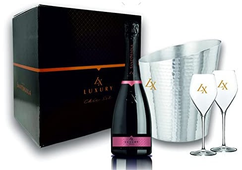 Sant'Orsola - Prosecco D.O.C. Rosè Brut Millesimato LX in Box, 11%, in Gift Box con Glacette in Alluminio e 2 Calici, da Uva Glera e Pinot Nero, Gusto Fresco con Note Fruttate, 6x750 ml