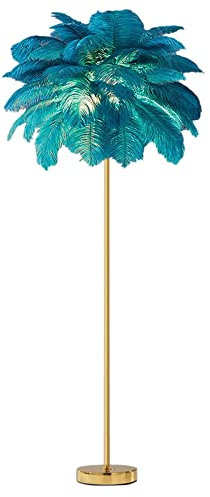LZH FILTER Palmen Stehleuchte, Elegante natürliche Straußenfeder-Stehlampen, Romantische Prinzessin Schlafzimmer Nachttischlampe, Dekorbeleuchtung
