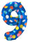 Folat 64189 Luftballon Geburtstag Ziffer Zahl 9 Colorful Dots Blau mit farbigen Punkten 86 cm - Helium Ballon Decoration Geburtstagdeko, Ballon Zahl