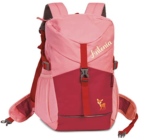 minimutz Wanderrucksack Kinder | Kinderrucksack Outdoor mit Name | Personalisierter Rucksack Mädchen Jungen mit Reh | Reise-Rucksack recycelt ab 3 Jahren