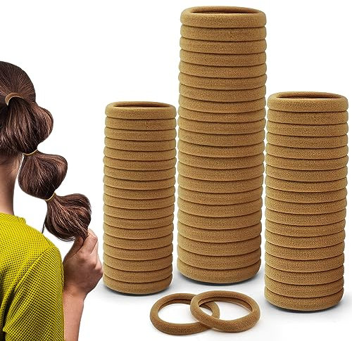 50 Stück Haargummi Damen, Premium Gummibänder Haarbänder Ohne Metall Weich Elastische Haar Bobbles für Herren Damen Mädchen, Nahtlose Haarbänder Pferdeschwanz für Dickes Haar (Braun)