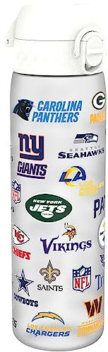 ion8 NFL Mehrere Teams Trinkflasche 500 ml/18 oz, auslaufsicher, leicht zu öffnen, sicherer Verschluss, spülmaschinenfest, BPA-frei, hygienischer Klappdeckel, Tragegriff, passt in Becherhalter