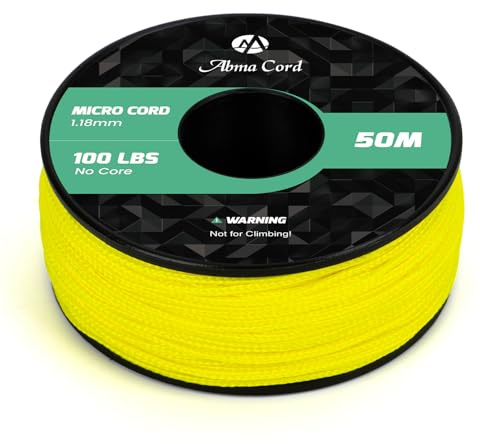Abma Cord Micro Cord 1,18 mm Paracord 50M Micro Schnur Polyester Micro Seil | Max 45kg (100lbs), Polyester, Basteln, Armbänder, Schlüsselanhänger, Angeln