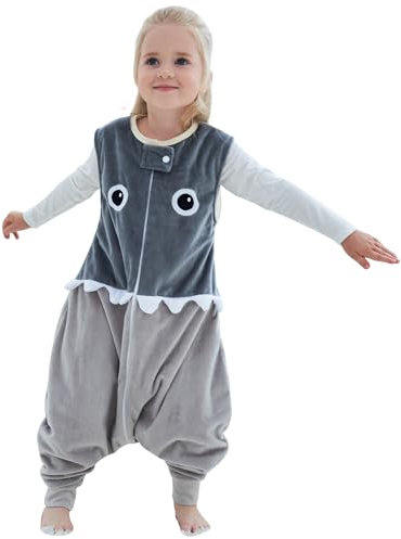 HAHASHOW Baby Schlafsack mit Füßen Mädchen und Junge Schlafstrampler Schlafsack mit Beinen 1-3 Jahre Hai