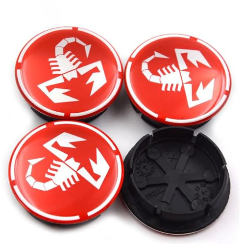 KardoL 4 Pezzi 50mm Coprimozzi Compatibile con per Fiat Abarth Marea Punto 500 - Forte e Robusto Coprimozzo Ruota Dell'Auto Accessori,D