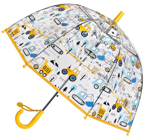 Rhomba Klar Transparente Blase Clear Bubble Umbrella for Children Lightweight Cute 8 Fibre Ribs Cute Dome See Through Perfect for Walking Kids Umbrella for Child (Gelber Bagger)