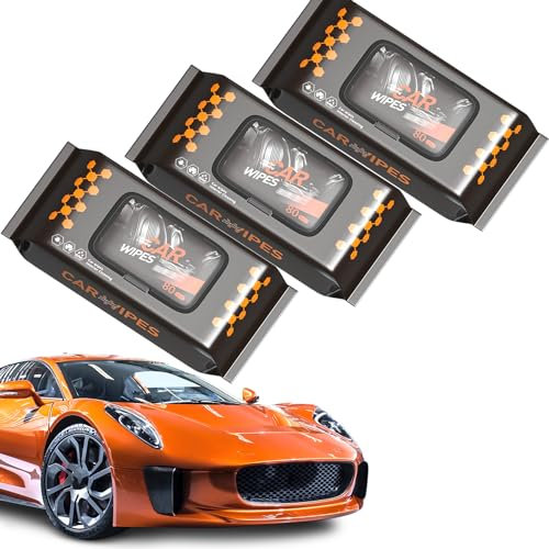 Car Interior Cleaning and Polishing Wipes, 80 Count/Pack Car Cleaning Wipes, Quick Stain Removal, Works On Car Leather Seats, Leather Bags, Leather Shoes (3 Pack)