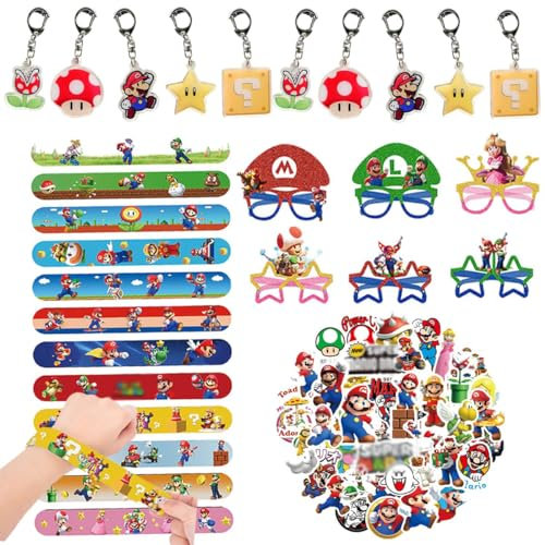 Deluisho Kit Compleanno, Gadget Compleanno Bambini, Compleanno Gadget Tra Cui Include Maschere, Anelli Clap, Portachiavi e Adesivi
