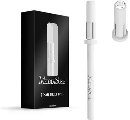 MelodySusie Small Crystal Top 3.1mm Mandrel Bit for Nails, 3/32'' Easy Off Nail Drill Bits for Sanding Bands, Suitable for Acrylic Nails Gel Manicures and Pedicures, White