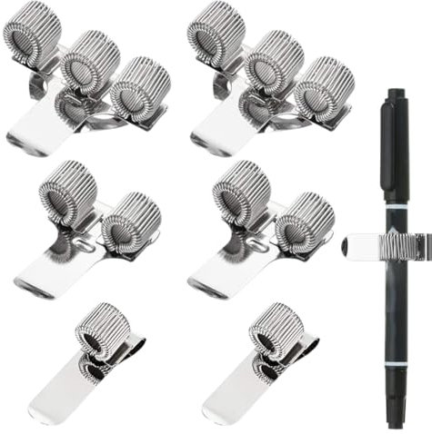 6 Stück Stifthalter aus Metall Stifthalter an der Tasche verstellbarer Federring aus Edelstahl Halter für Taschenstift Bleistift Markierungen Clips