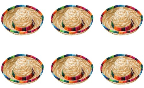 NISHZHU 6er-Pack Kleine Sombrero-Hüte, 6,5-Naturstrohhüte, Sombrero-Partyhüte, Puppen, Haustiere, Partydekorationszubehör