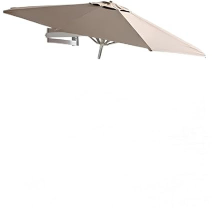 PQPQLI Wandmontierter Sonnenschirm 220/250cm, Gartenschirm Terrassenschirm Marktschirm, Faltbar Stange, 8 Arme, UPF 50+ UV-Schutz, Wetterfest Für Balkon Garten Terrasse(Khaki,250cm)