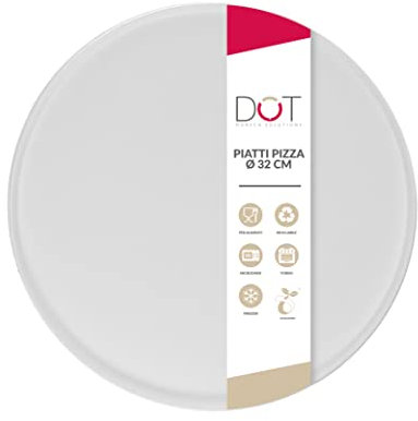DOT Horeca Solutions 50 Piatti Pizza piani bianchi carta bagassa 32 CM usa e getta monouso polpa di cellulosa compostabili bio bianco asporto catering ristoranti pub party delivery