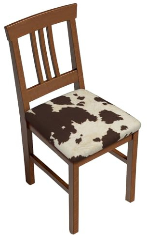 JRBWTDBW Quadratischer Stuhl-Kissenbezug mit Kuhfell-Druck, hochwertiges elastisches Milchseidenmaterial, für die meisten quadratischen Stühle