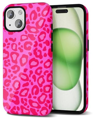 Svanove Cheetah Print Phone Case for iPhone 15 Plus Case Girly Trendy Leopard Pattern, Retro Cool Animal Print, Luxury Cute Case for Women, Aesthetic Y2k Hard Shell Plastic, Hot Pink