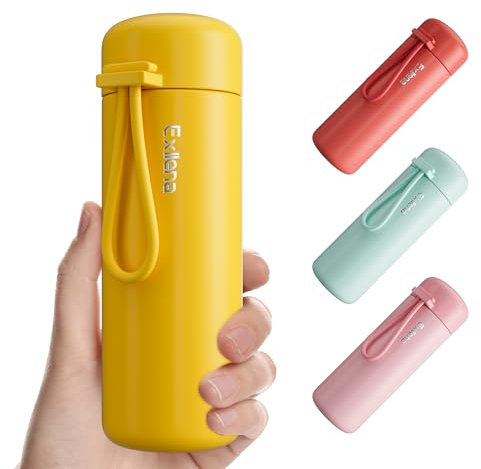 Exllena Botella Térmica Pequeña 200ml – Mini Botella de Acero Inoxidable sin BPA, Aislamiento Térmico 4-6 Horas con Diseño Portátil y Hermético(Amarillo)