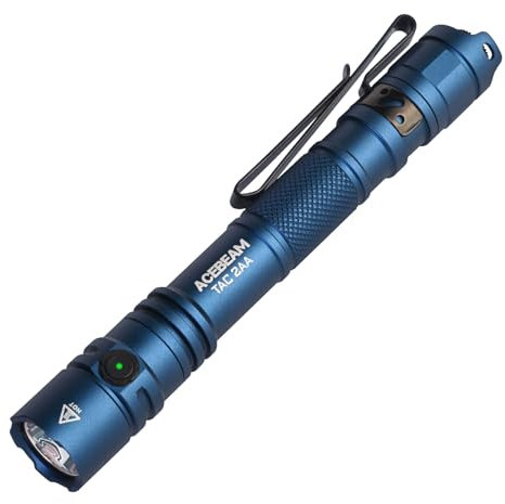 ACEBEAM TAC 2AA EDC Tactical Dual Modes Torch Rechargeable, 1400 High Lumens, Dual Switch Pocket LED, Super Bright Small Torch for Emergency, Camping, Home(SFT-25R HI)
