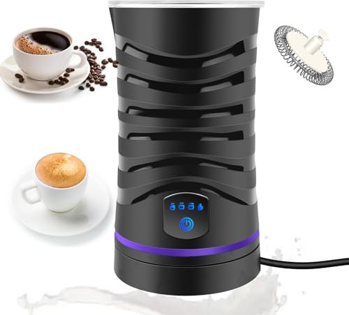 Milk Frother Electric Milchaufschäumer, Milchwärmer Milk Foamer, Heißer Und Kalter Schnell Milchschaum, Milchaufschäumer Edelstahl mit 4 Modi Milch Frother für Cappuccino, Latte, Mokka, Macchiato