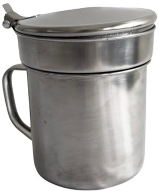Fackelmann Grasera de Aceite 500 ml, Acero Inoxidable con Acabado Espejo, Elegante y Duradera para Almacenar y Servir Aceite Usado, Apta para Lavavajillas, 9 cm, 1 ud.