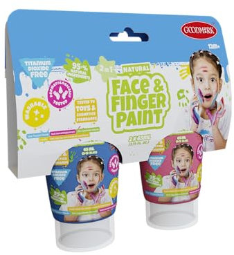 Natural Face & Finger Paint - 65 ml - Lot de 2 - Bleu & Rose