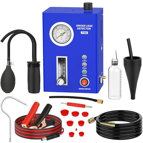 PLAYOCCAR Máquina de Humo, detección de Fugas automática, EVAP con Bomba de Aire integrada y manómetro, 12 V para tuberías, Fugas de Combustible y vacío, Todos los Coches.