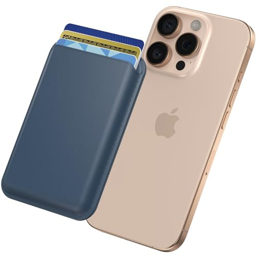 Zoye Magnetic Wallet, Compatible with MagSafe Wallet,Card Holder,for iPhone 16/15/14/13/12/11 Series, 3-Card Holder, Vegan Leather (%Blue%)
